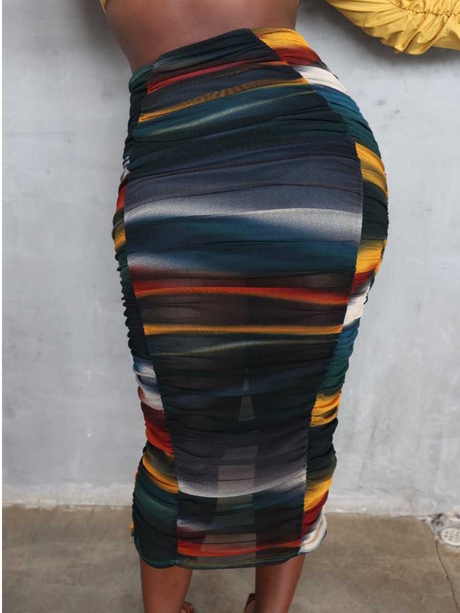 

LW See-through Striped Skirts, Multi