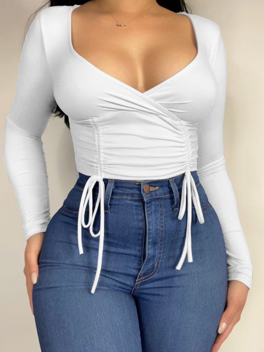 

LW SXY U Neck Drawstring T-shirt, White