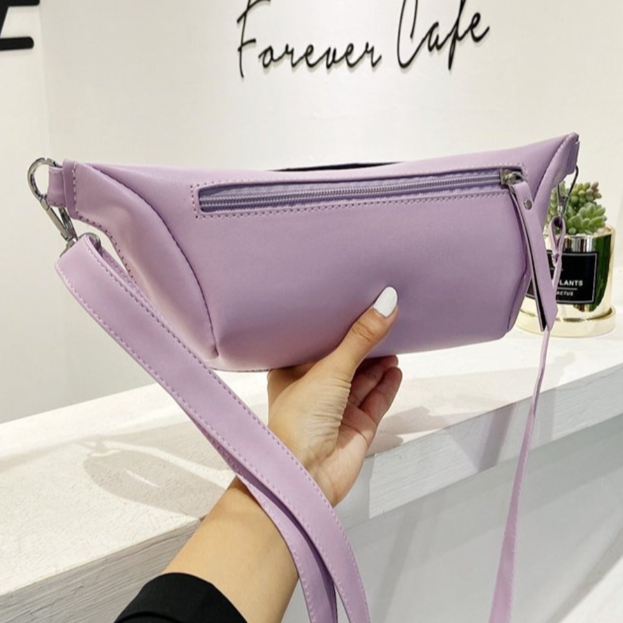 

LW Zipper Design Solid Bum Bag, Purple