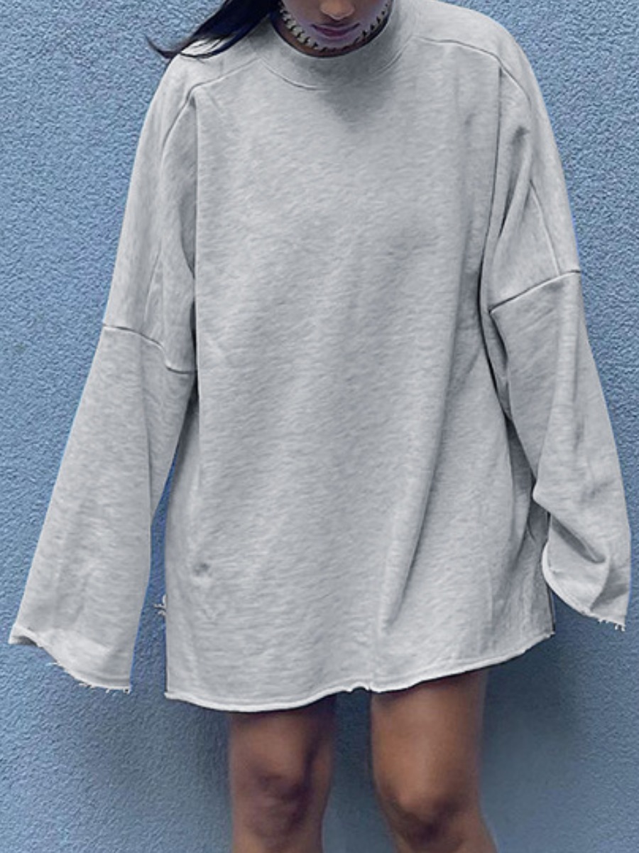 

LW Solid Pullover Basic Sweat Dress, Light grey