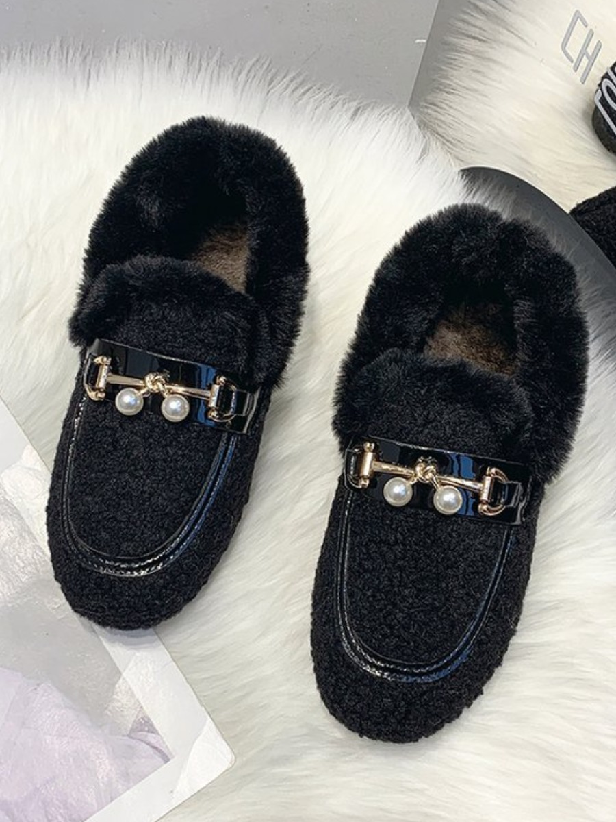 

LW Plush Baisc Solid Daily Flats, Black