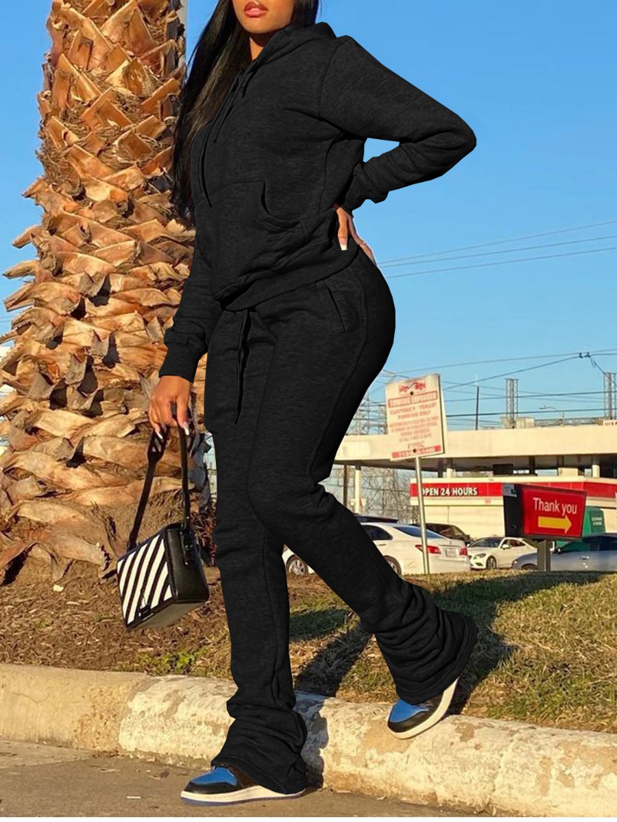 

LW Stacked Drawstring Tracksuit Set, Black
