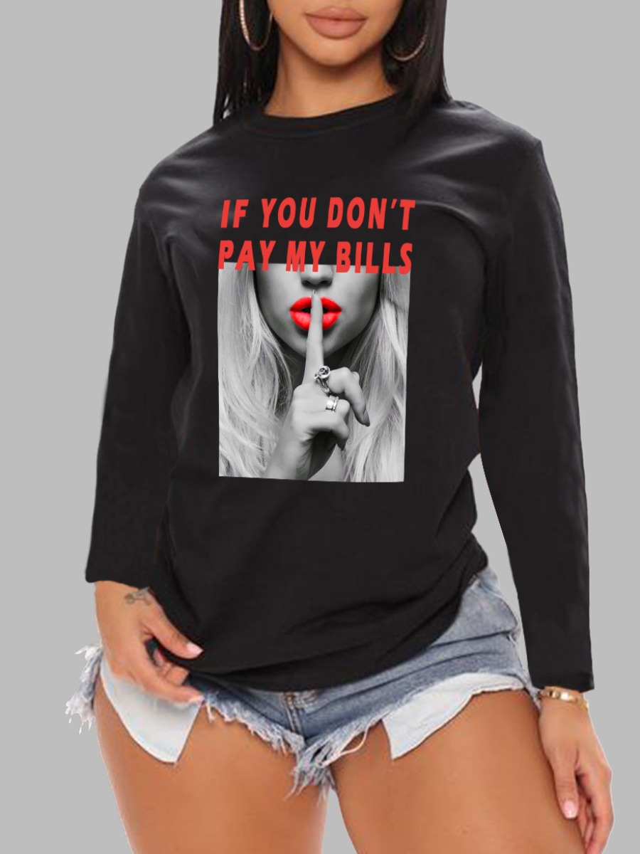 

LW Portrait Letter Print Print T-shirt, Black