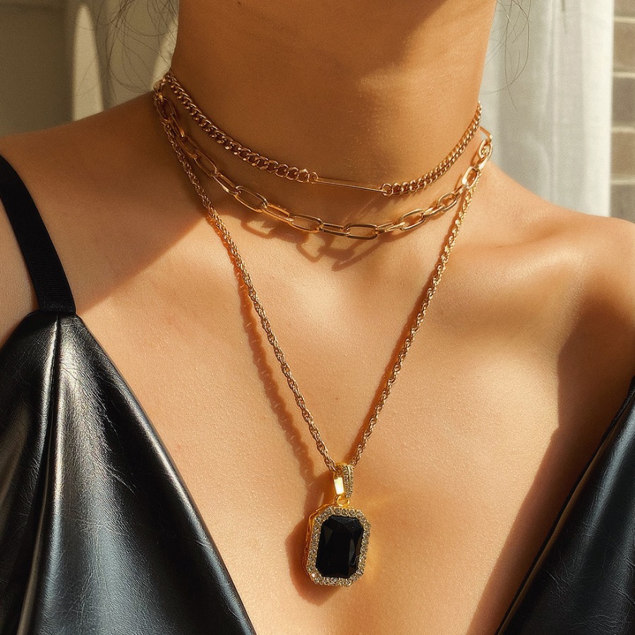 

LW Multilayer Crystal Chain Necklace, Gold