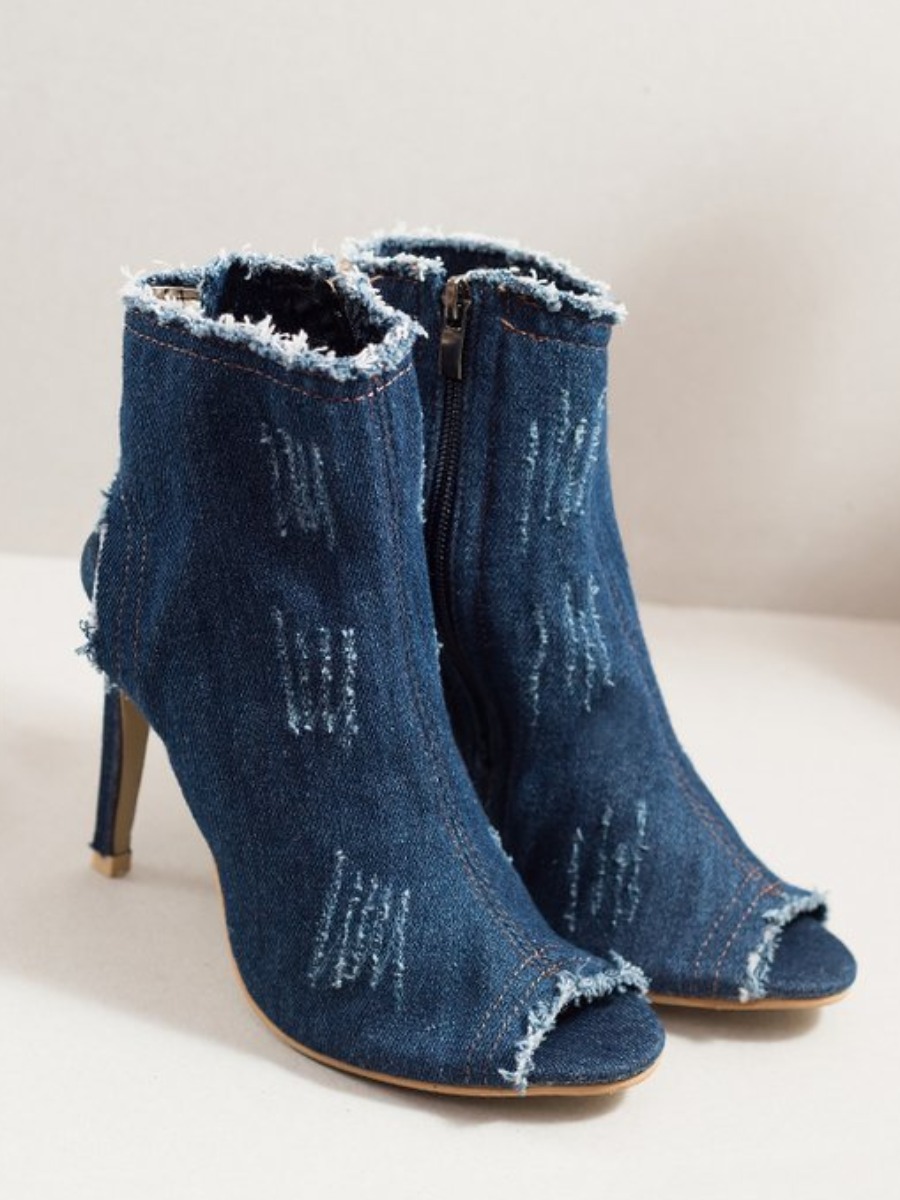 

LW Raw Edge Patchwork Daily Booties, Deep blue