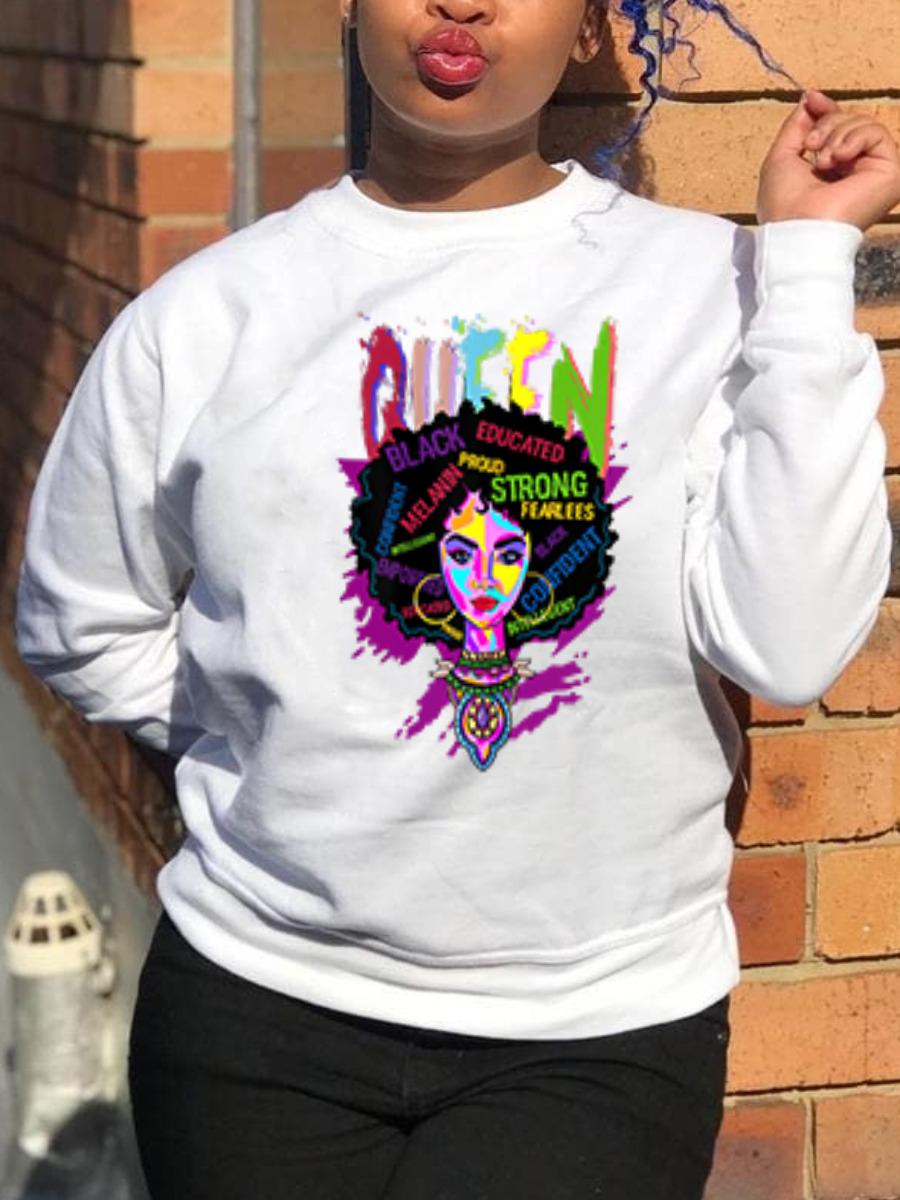 

LW Letter Figure Print Pullover Sweatshirt, White