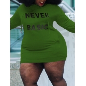 LW Plus Size Letter Print Pocket Design Sweat Dres