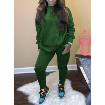 

LW BASICS Round Neck Oversized Tracksuit Set, Green