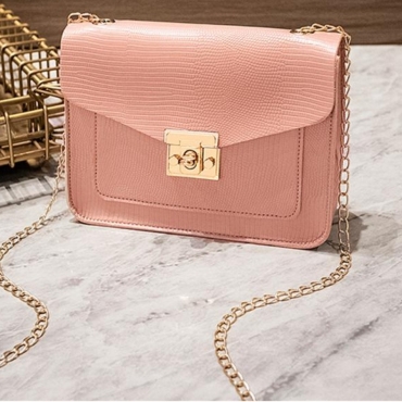 

LW Textured Basic Square Crossbody Bag, Pink