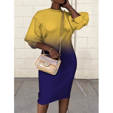 

LW Lantern Sleeve Gradient Print Dress