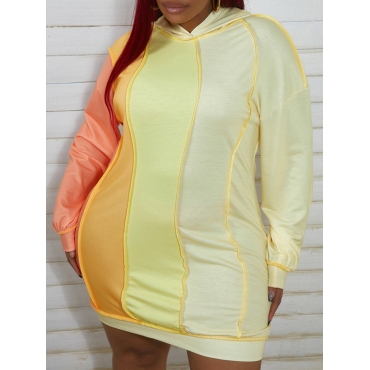 

LW Plus Size Color Block Patchwork Sweat Dress, Yellow