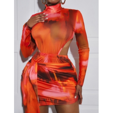 

LW SXY Cut Out Waist Tie Bodycon Dress, Red