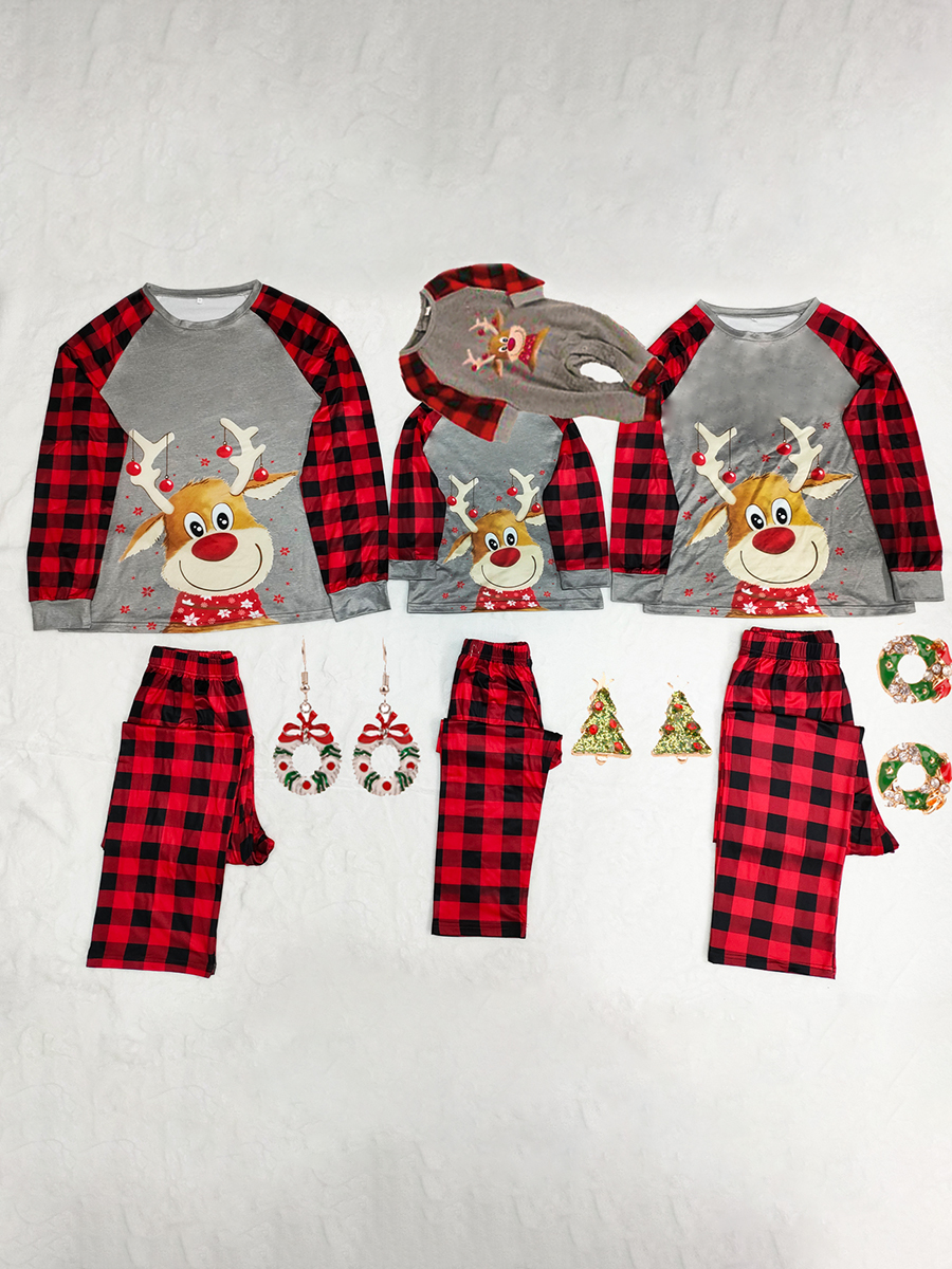 

LW Mom Milk Fiber Plaid Print Matching Outfits, Women