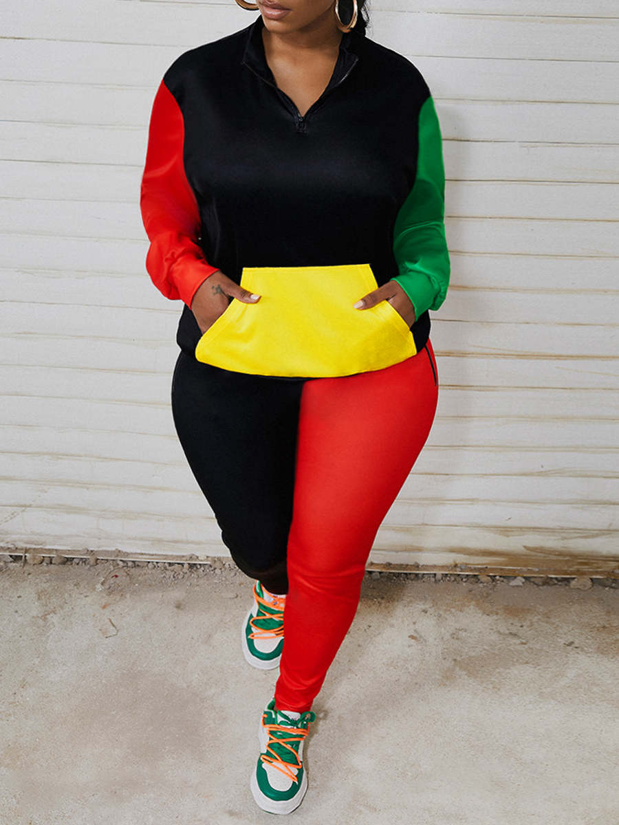 LW Patchwork Pocket Design Pants Set