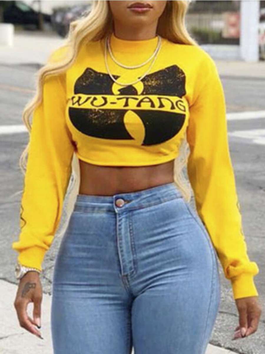 LW Letter Print Crop Top Sweatshirt