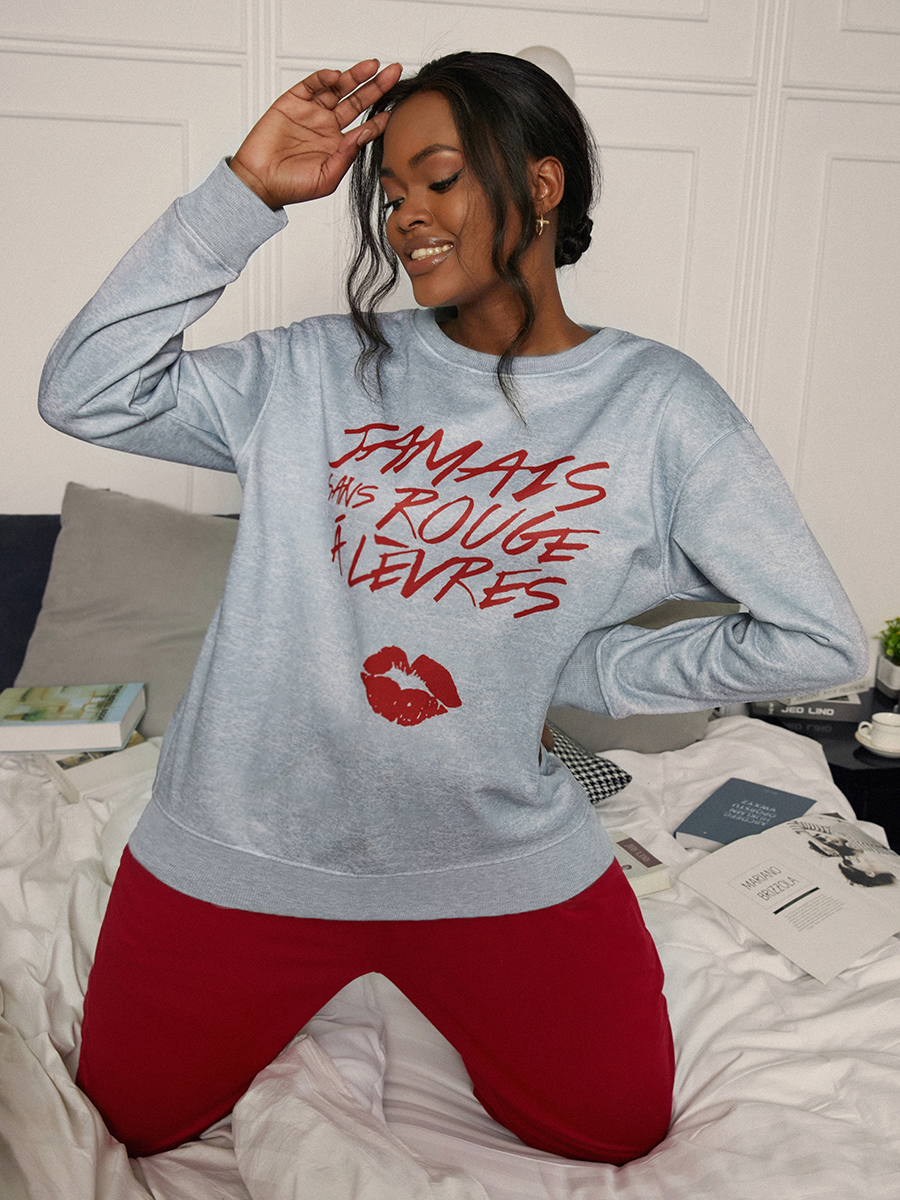 

LW Letter Print Oversized Sweatshirt, Grey