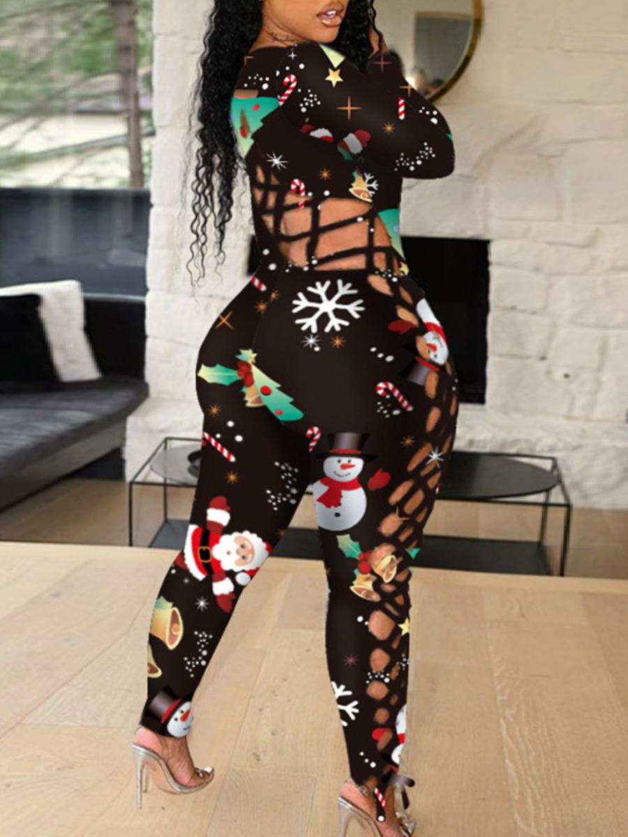 

LW Plus Size Santa Claus Cut Out Jumpsuit, Black