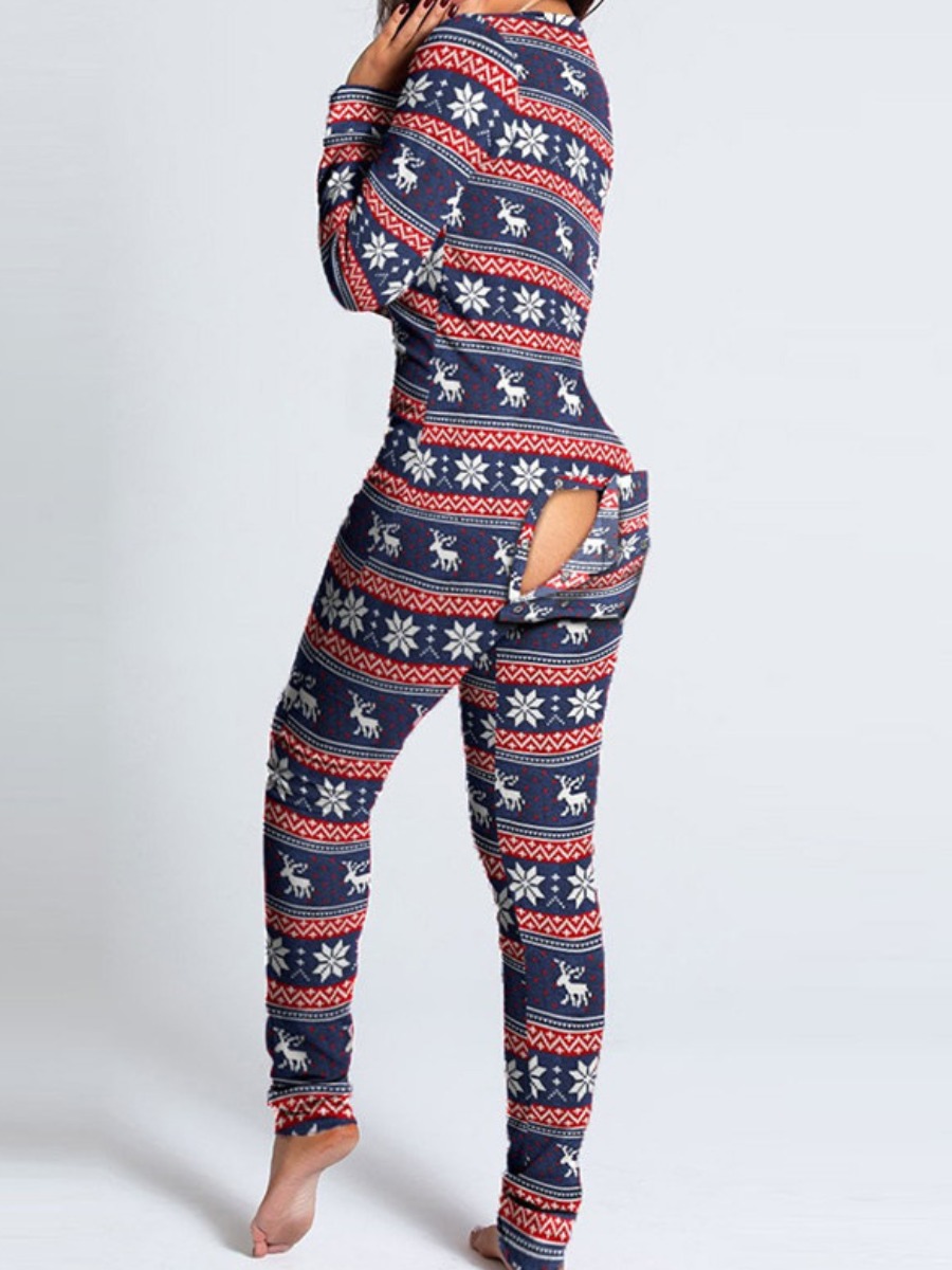 

LW SXY Christmas Day Striped Jumpsuit, Blue