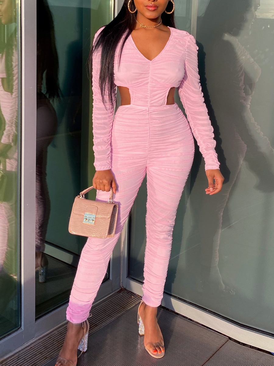 

LW SXY Ruched Cut Out Jumpsuit, Pink
