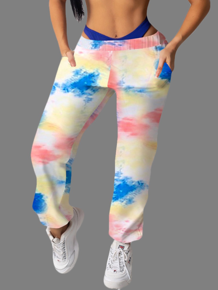 

LW Mid Waist Tie Dye Pants, Multi