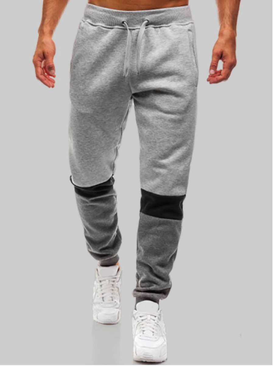 

LW Men Mid Waist Patchwork Pants, Grey