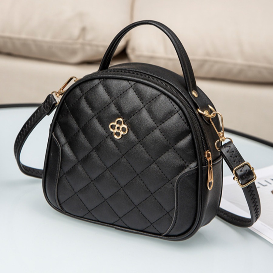 

LW BASICS Plaid Pattern Crossbody Bag, Black