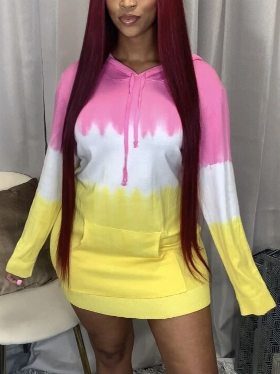 

LW Tie-dye Kangaroo Pocket Sweat Dress, Pink