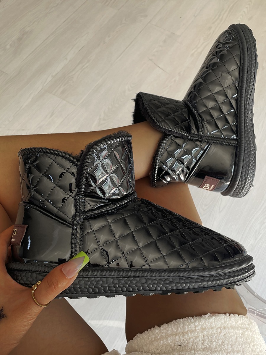 

LW Plaid Pattern Warm Booties, Black