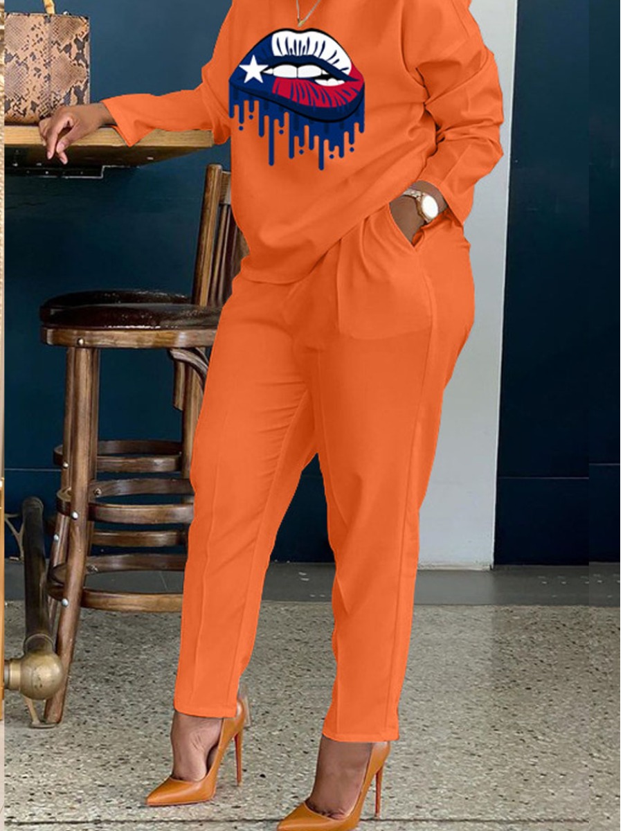 

LW Lip Print Oversized Pants Set, Jacinth
