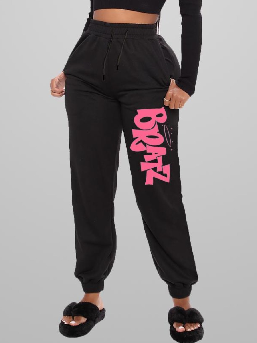 

LW Letter Pocket Design Sweatpants, Black