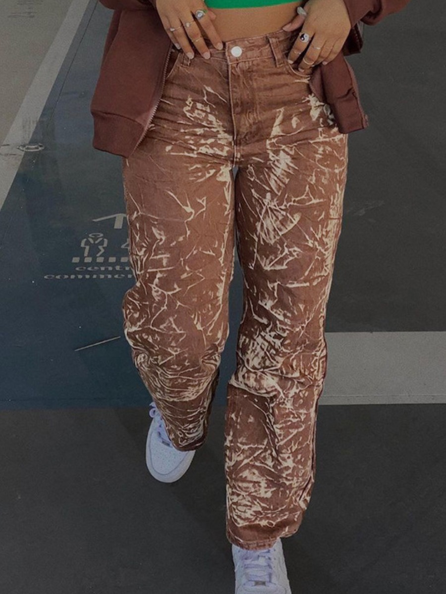 

LW Tie Dye Pocket Regular Jeans, Brown