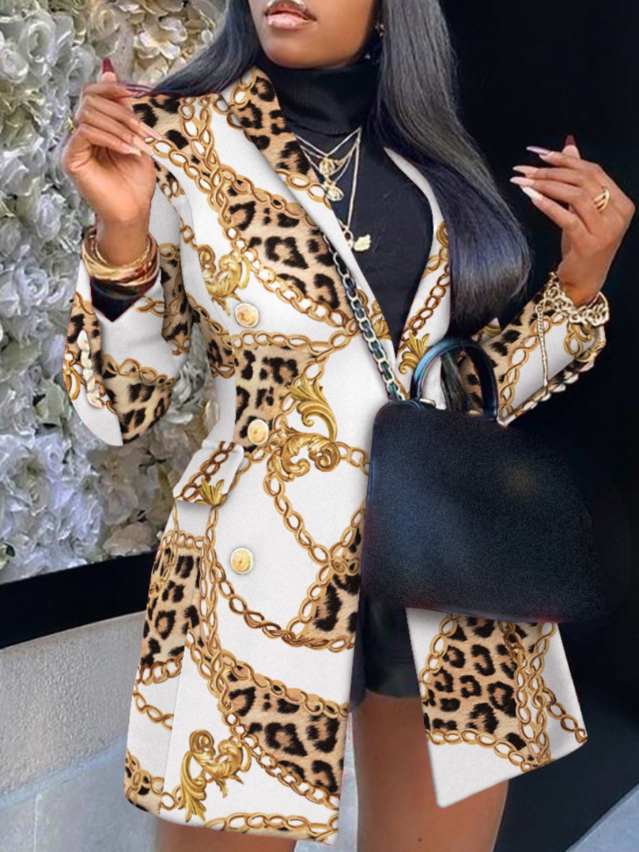 

LW Leopard Chain Print Blazer, White