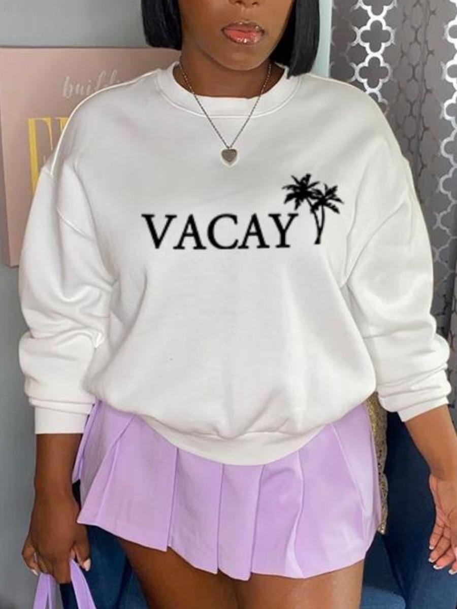 

LW Dropped Shoulder Letter Print Sweatshirt, White