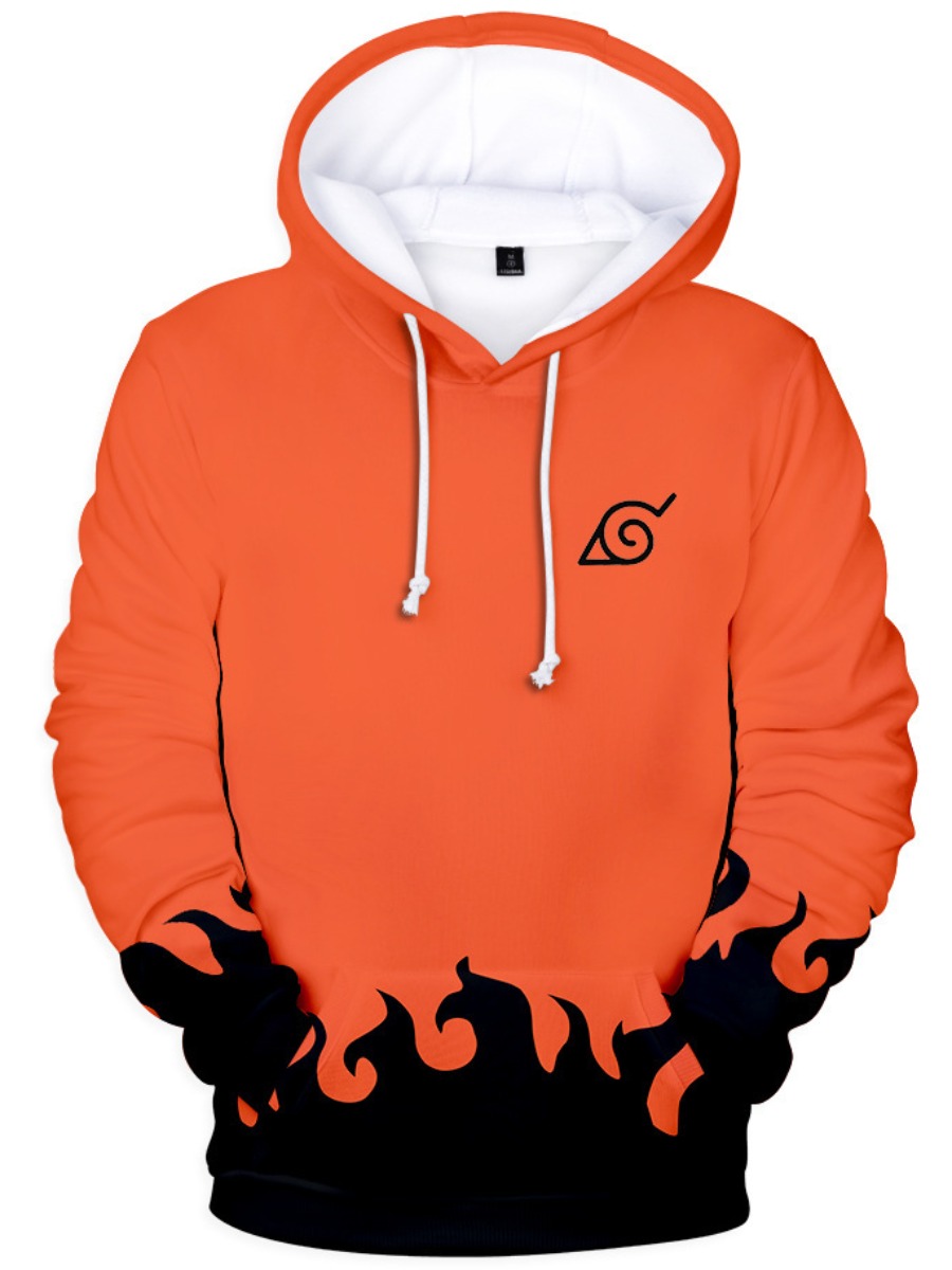 

LW COTTON Men Flame Print Kangaroo Pocket Hoodie, Gradient