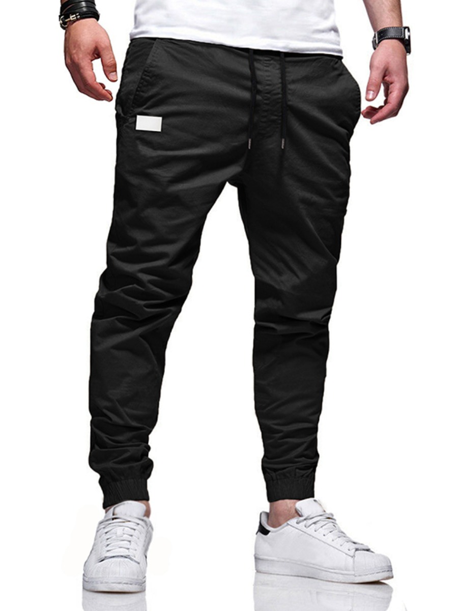 

LW Men Mid Waist Drawstring Pants, Black