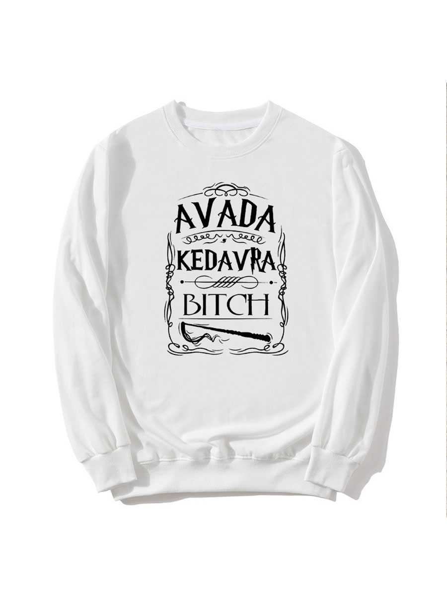 

LW Round Neck Letter Print Sweatshirt, White