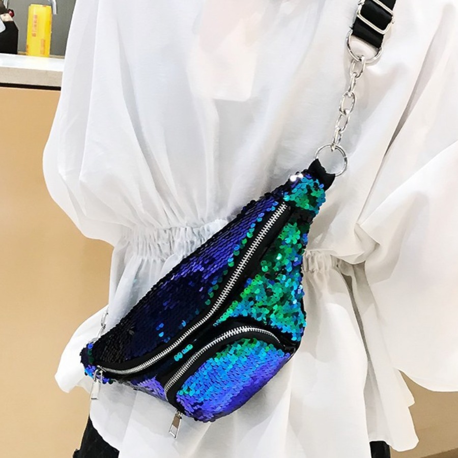 

LW Sequined Bum Bag, Blue