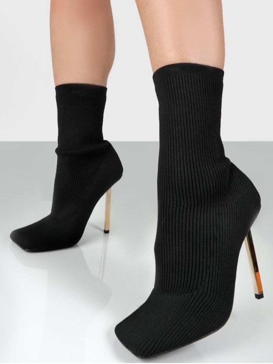 

LW Rib-Knit Solid Daily Booties, Black