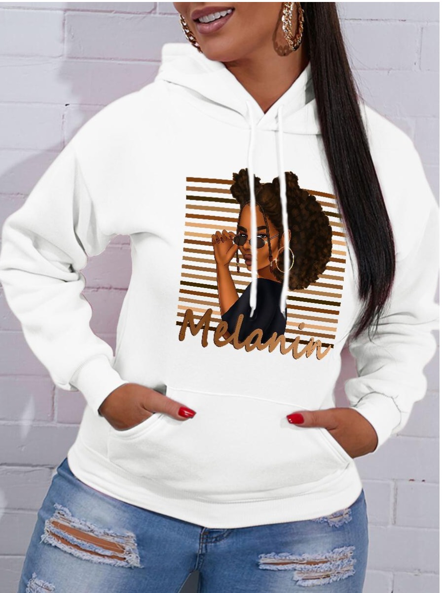 

LW Letter Print Kangaroo Pocket Oversized Hoodie, White