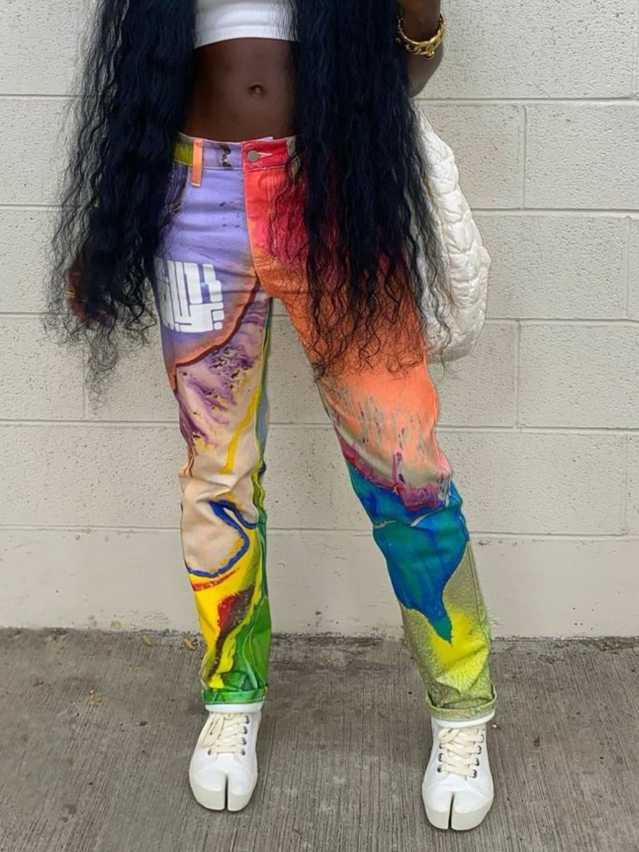 

LW Mid Waist Tie-dye Pants, Multi