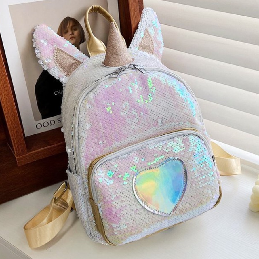 

LW Sequined Cartoon Backpack, Gold