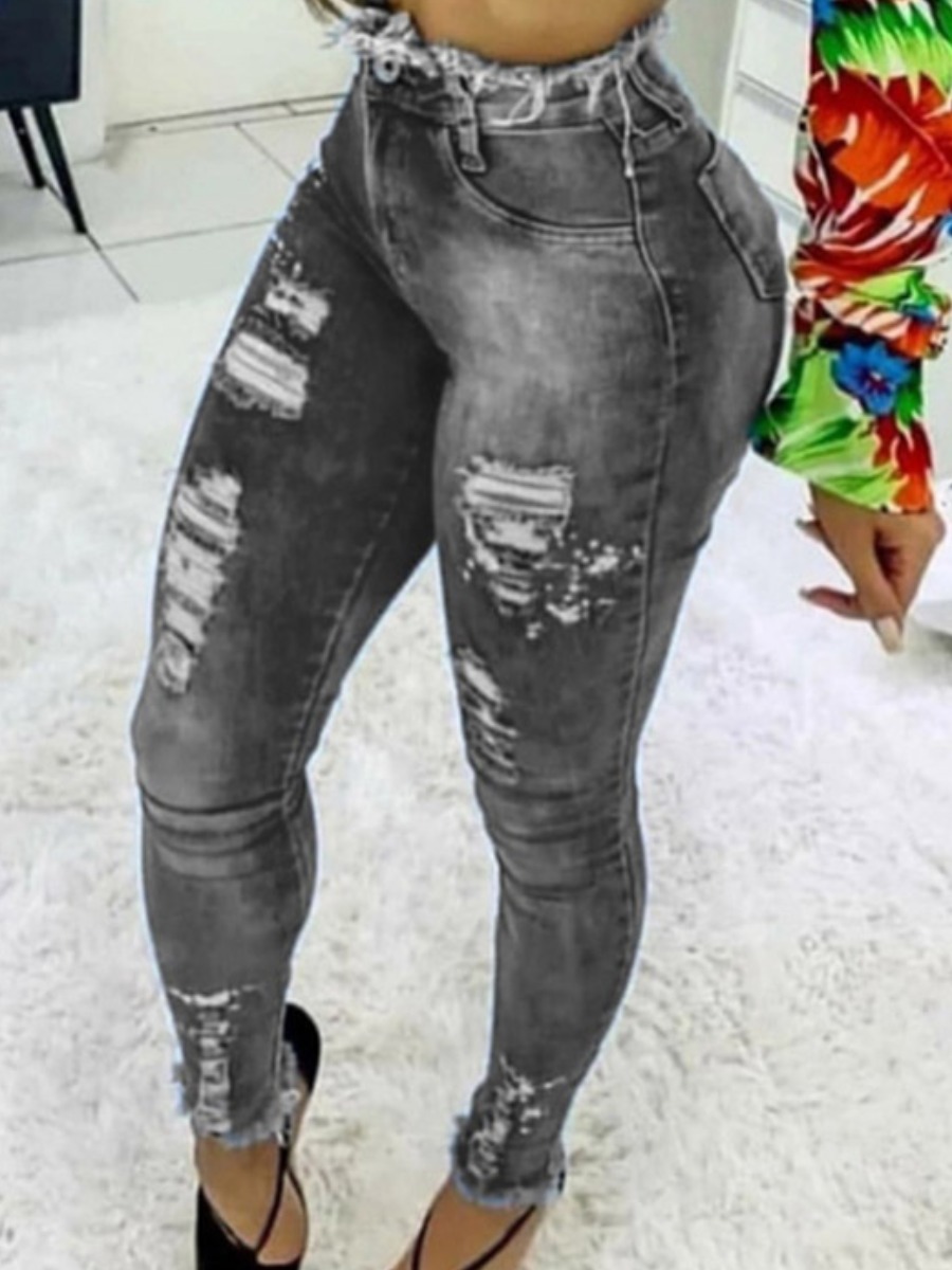 

LW Ripped Raw Edge Skinny Jeans, Black