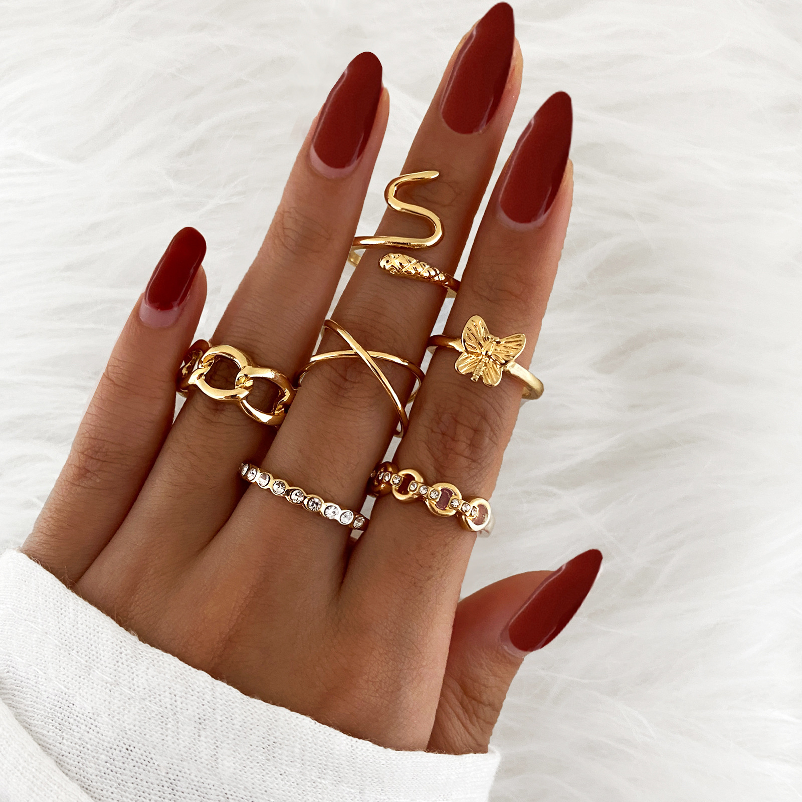 

LW 6-piece Butterfly Decor Ring, Gold