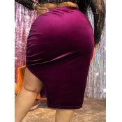 LW SXY Plus Size Velvet Split Solid Skirt
