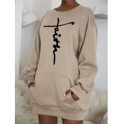 LW Sweat Faith Drawing Pocket Design Dress