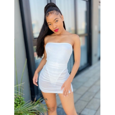 

LW SXY Off The Shoulder See-through Bodycon Dress, White