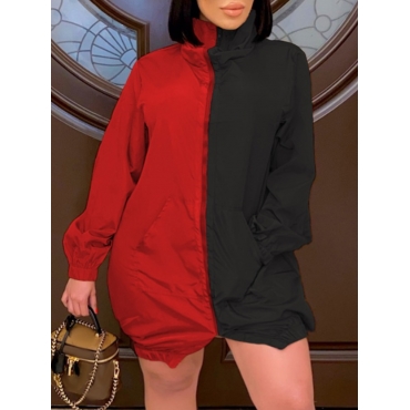 

LW Plus Size Turtleneck Patchwork Dress (Without Waist-bag), Black