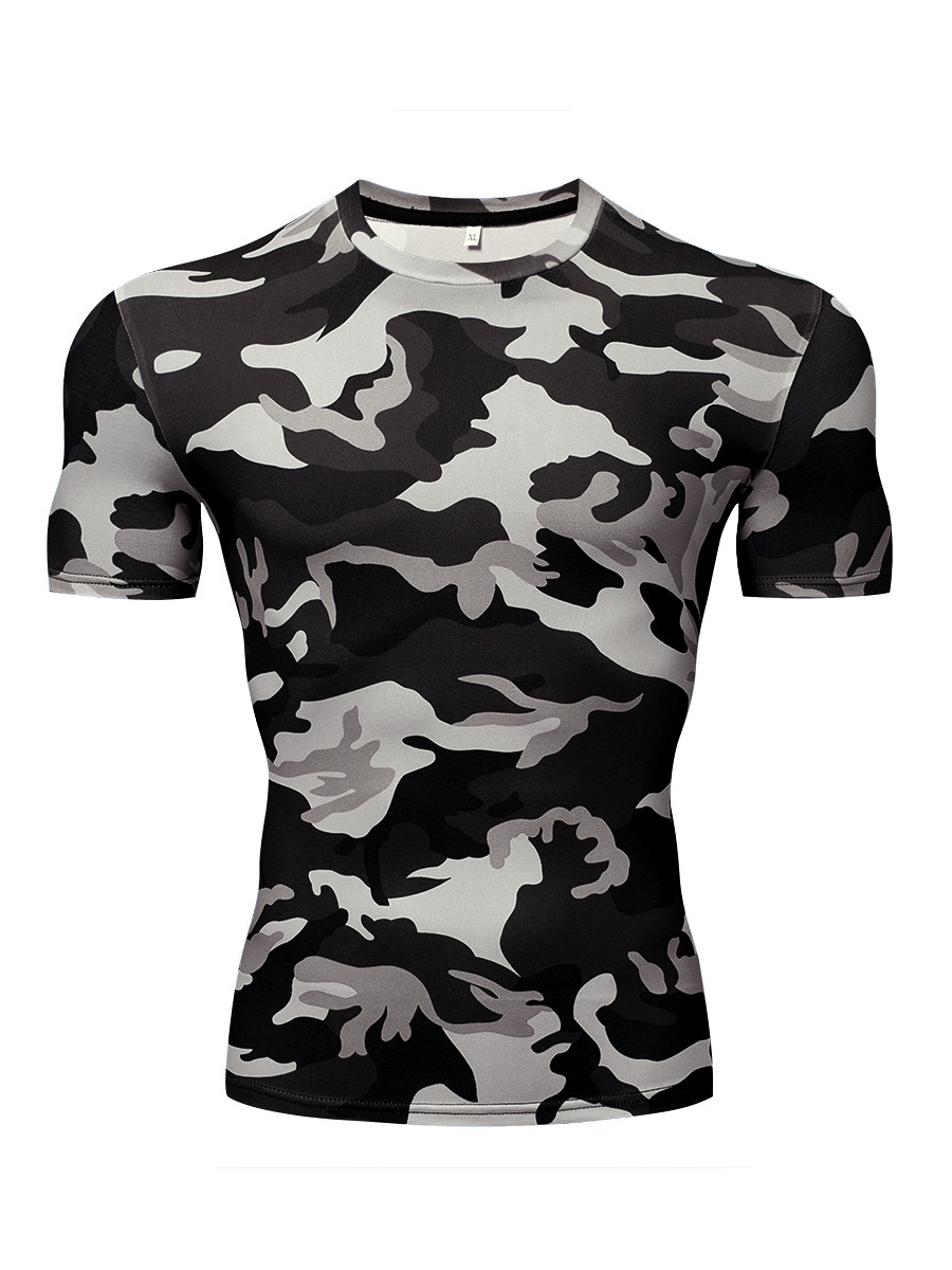 

LW Men Round Neck Camo Print T-shirt, Blue camouflage