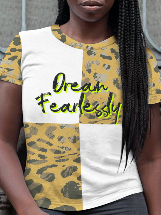 

LW Leopard Letter Print T-shirt
