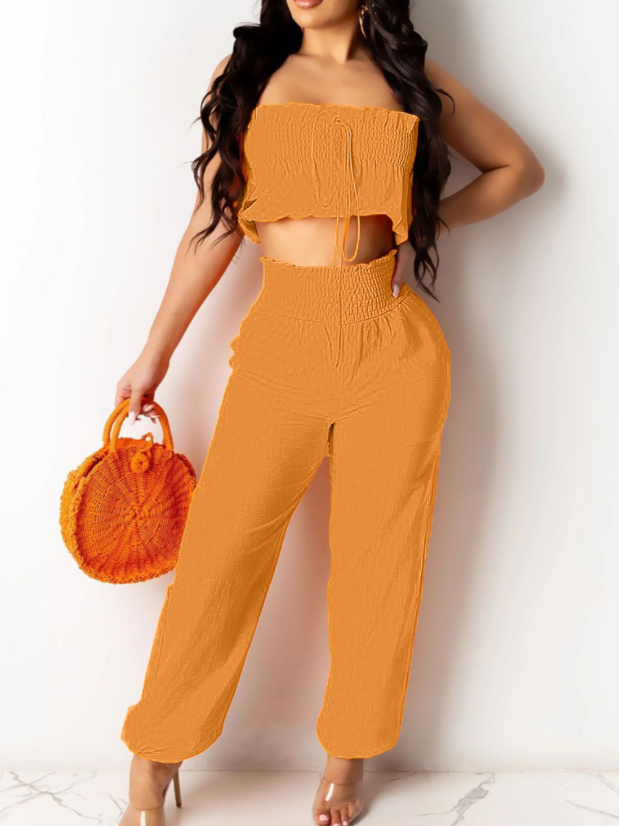 

LW SXY Off The Shoulder Shirred Pants Set, Croci